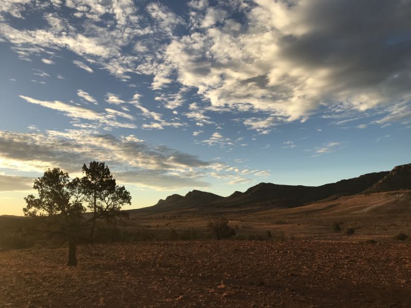 Sunset at south wall of Wilpena Pound