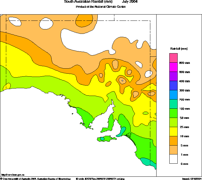 SA rainfall, July