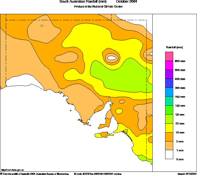 SA rainfall, October