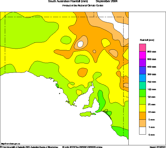 SA rainfall, September