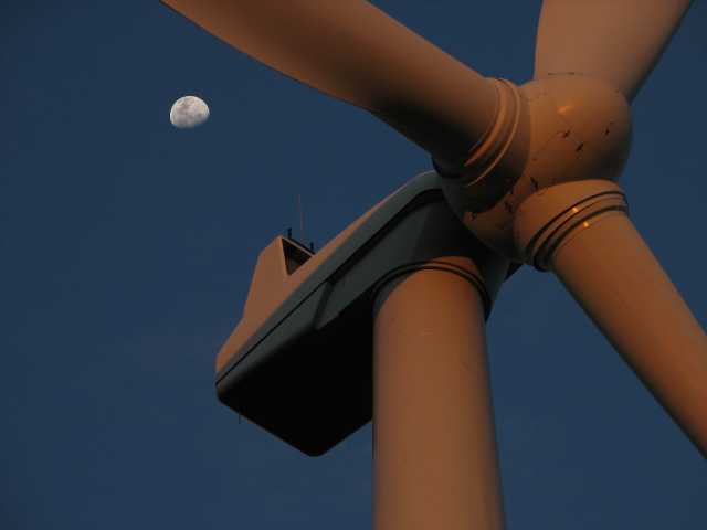 Moon and wind turbine