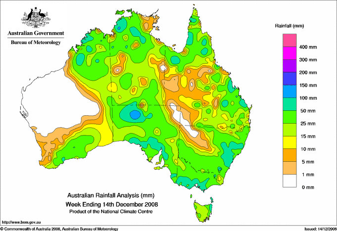 Rainfall, week ending 2008/12/14