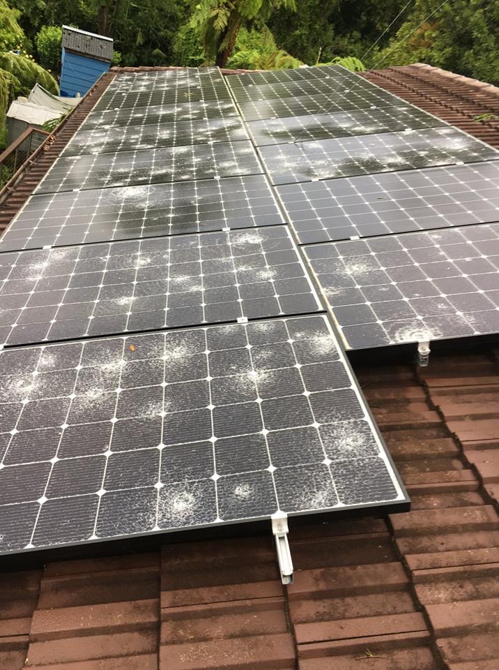Hail damage to solar panels