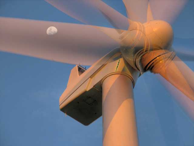 Moon and wind turbine