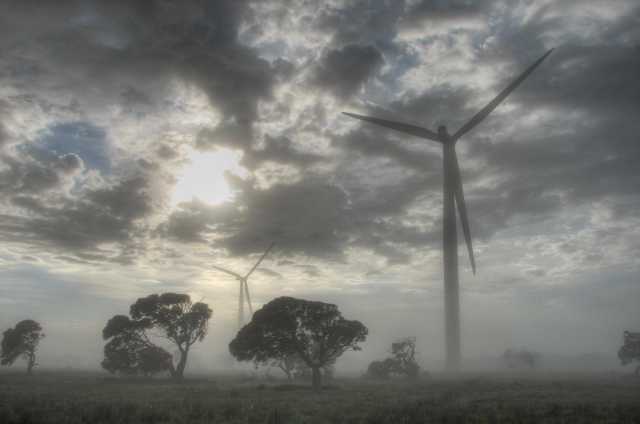 Turbines through mist