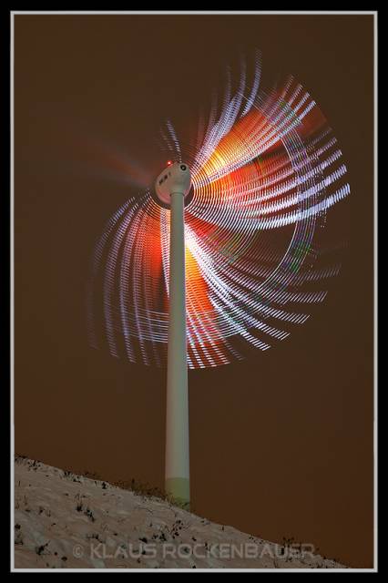Lights on rotating turbine